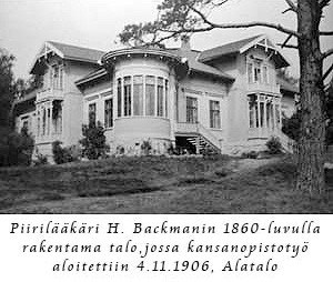 Kuva piirilääkäri H. Backmanini 1860-luvulla rakentamasta talosta.